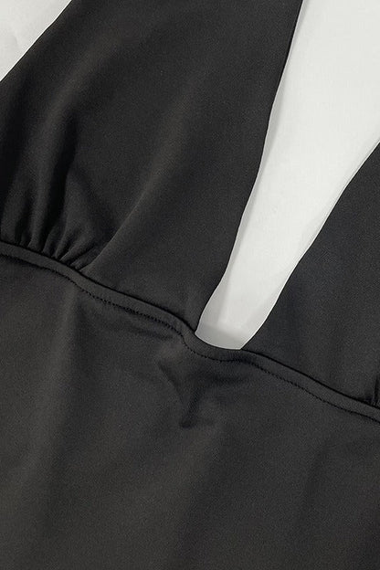 Sexy Deep V Back Tie Bodycon Halter Top