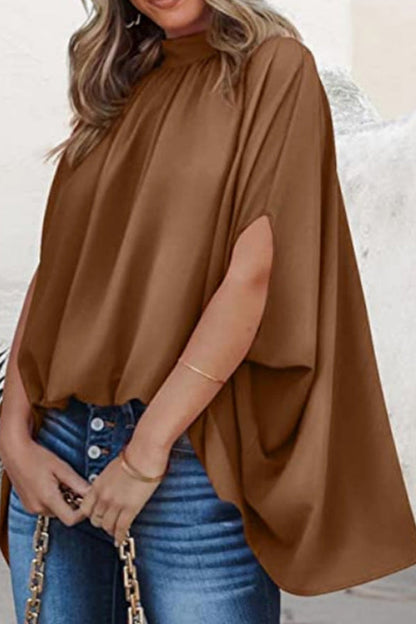 Dolman Sleeve Stand Collar Loose Casual Shirt