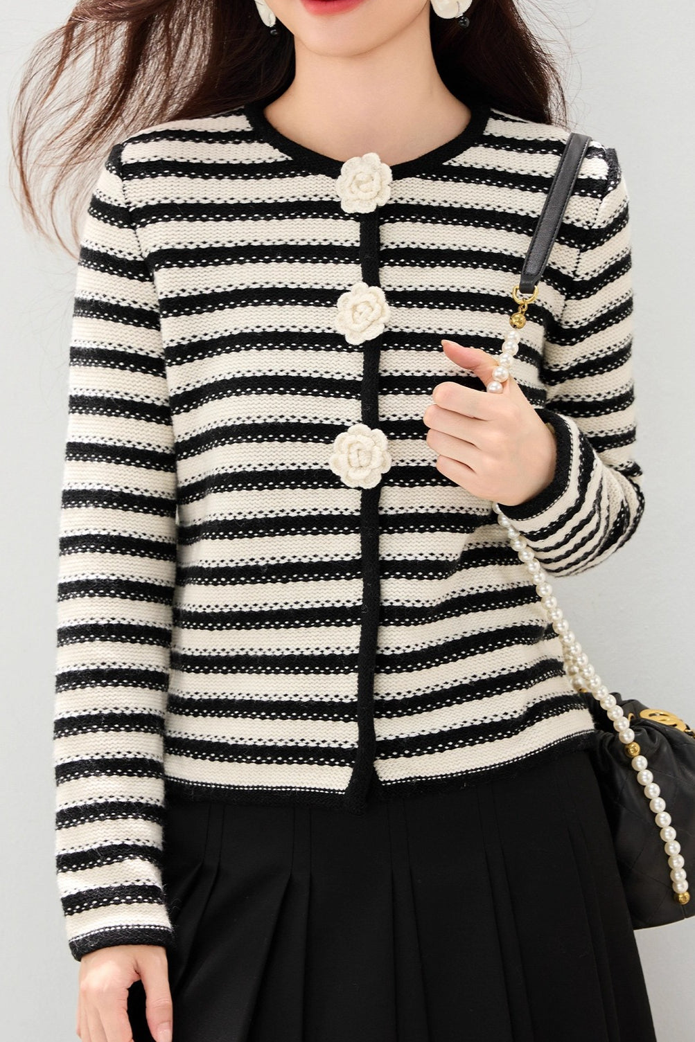 Floral Stripe Cropped Cardigan