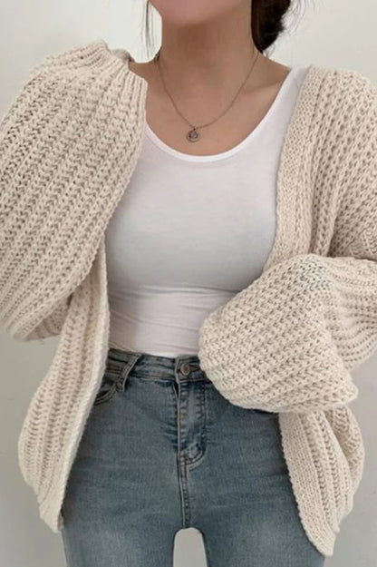 Chic Oversized Lantern Sleeve Cardigan