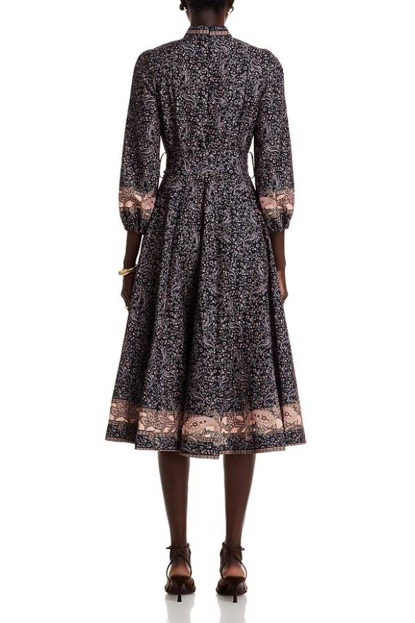 Mandarin Collar Midi Dress