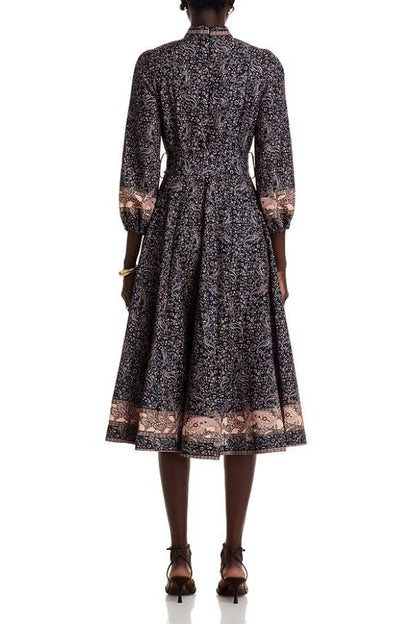 Mandarin Collar Midi Dress