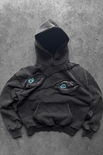 Devil Eye Embroidery Pullover Hoodie