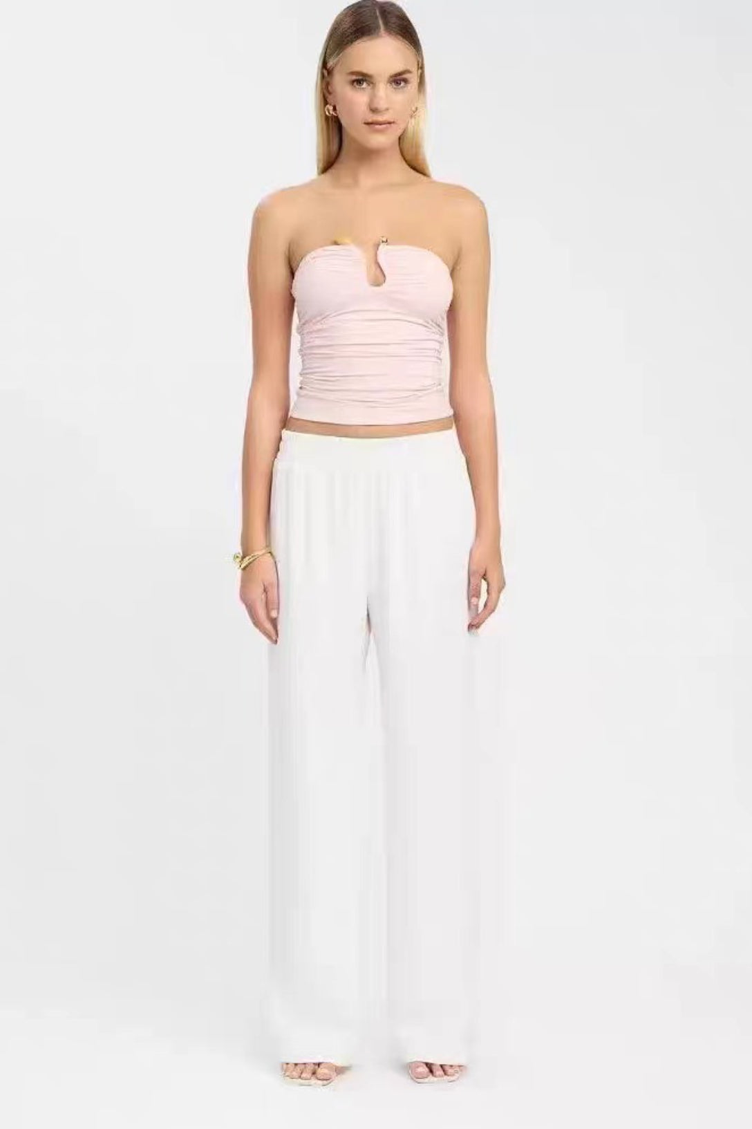 Dopamine Ruched Corset 3D Trim Tube Top