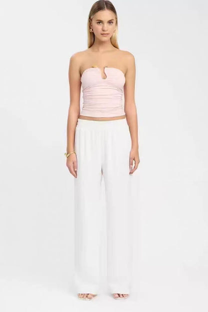 Dopamine Ruched Corset 3D Trim Tube Top