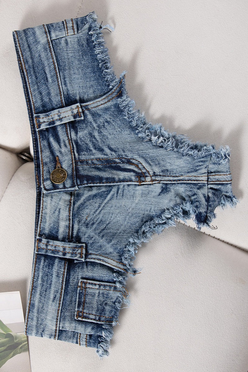 Low Rise Denim Bodycon Micro Casual Shorts