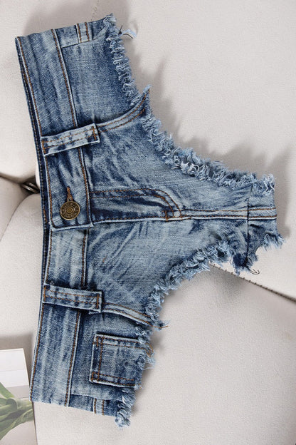 Low Rise Denim Bodycon Micro Casual Shorts