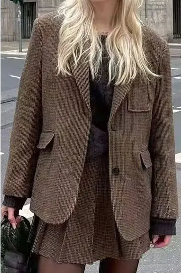 Houndstooth Single-Breasted Blazer