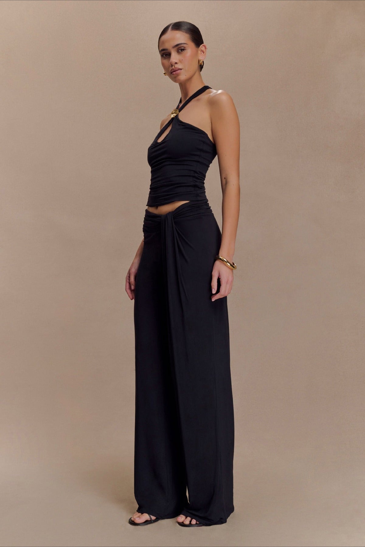 Metal Trim Halter Cutout Chic Halter Top