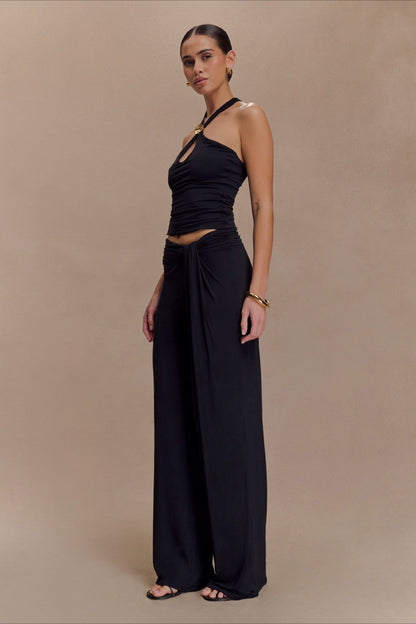 Metal Trim Halter Cutout Chic Halter Top