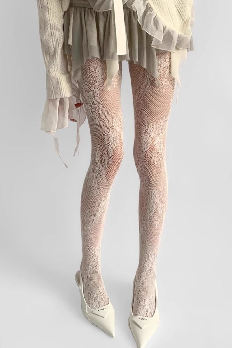 Retro Lace Grey Fishnet Tights