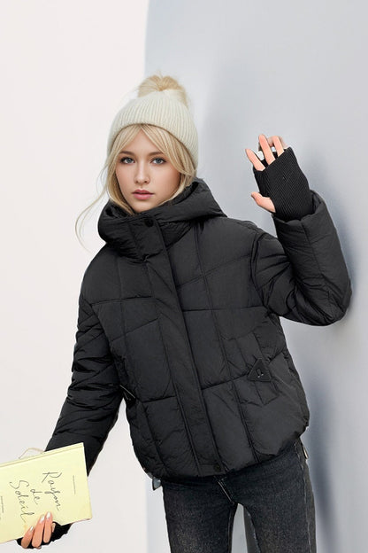 Quilted Down Blend Cropped Coat