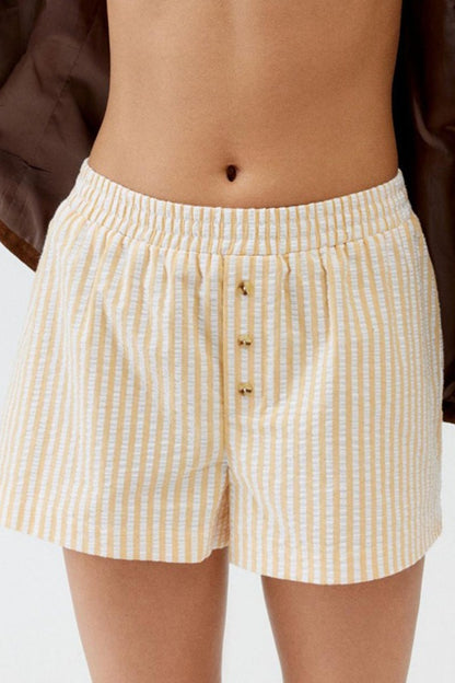 Striped Button Loose Fit Casual Shorts