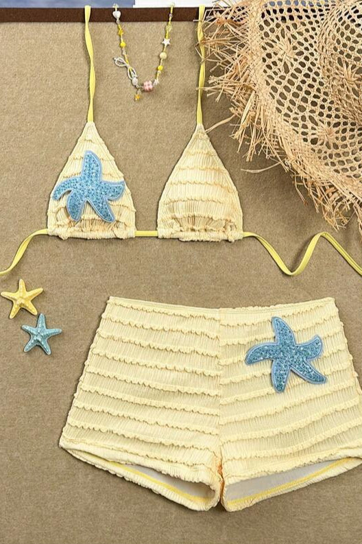 Sequin Starfish Accent Two Piece Swim Set