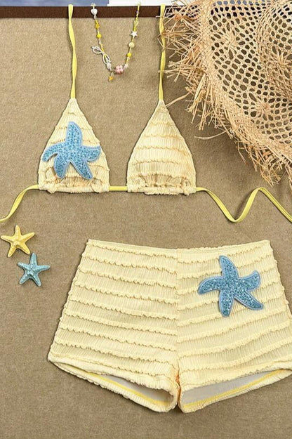 Sequin Starfish Accent Two Piece Swim Set
