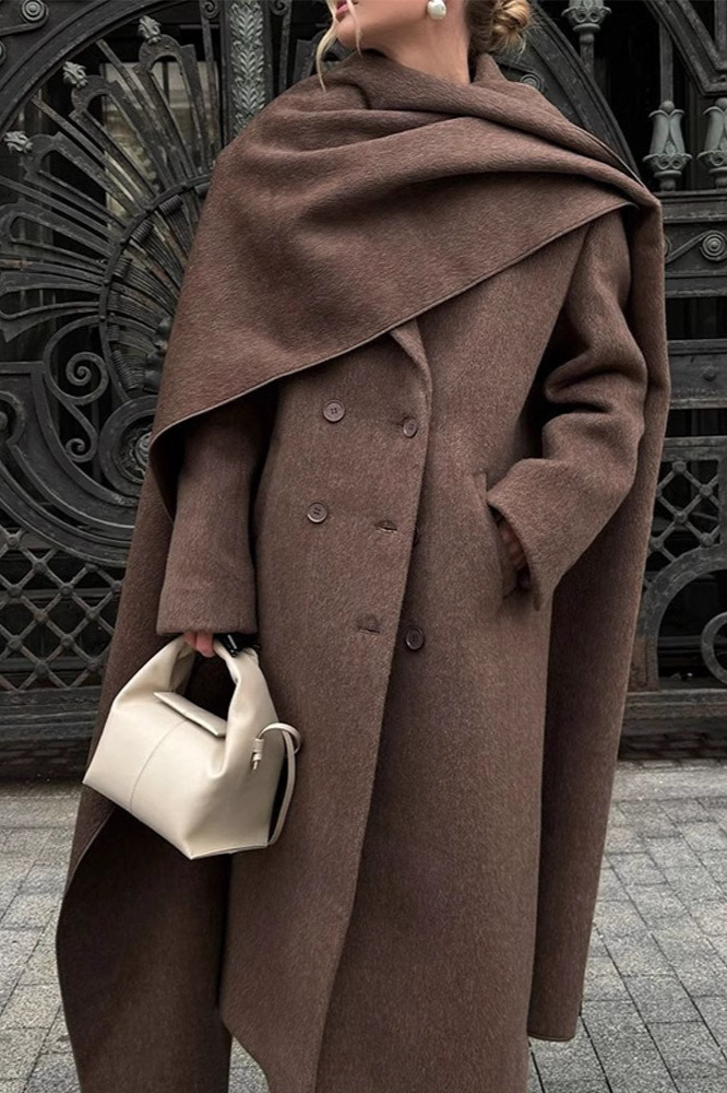Shawl Collar Extra Long Wool Chic Overcoat