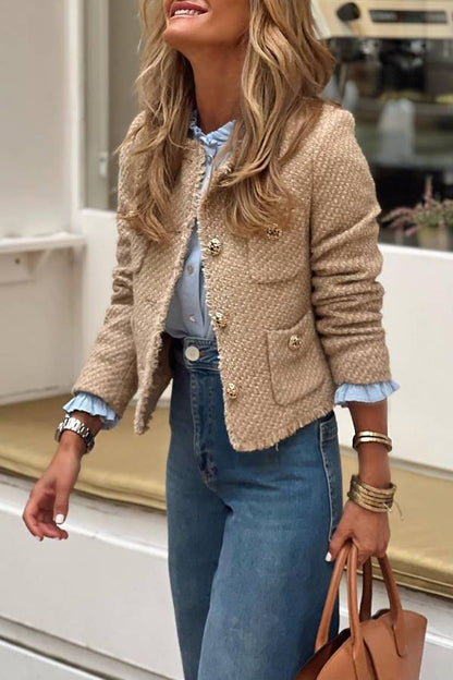 French ruffled stand-up collar loose lantern sleeve Tencel shirt