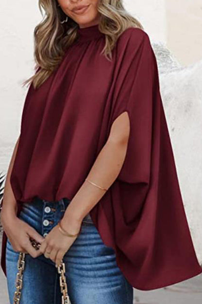 Dolman Sleeve Stand Collar Loose Casual Shirt