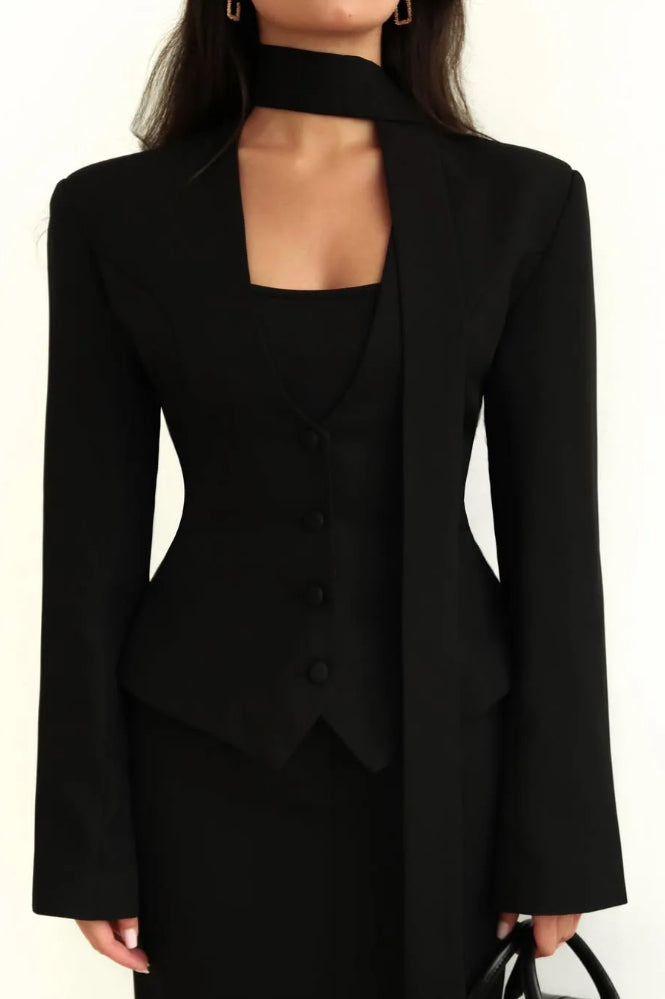 Scarf Collar Commuter Blazer
