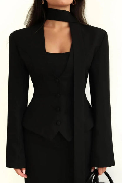 Scarf Collar Commuter Blazer