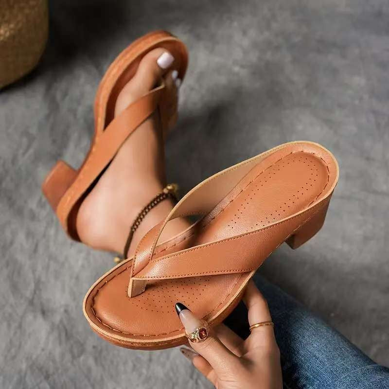 Thong Platform Block Heel Slide Sandals