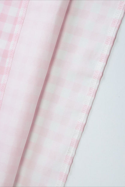 Plaid Printed Ruched Backless Spaghetti Strap Prom Dress