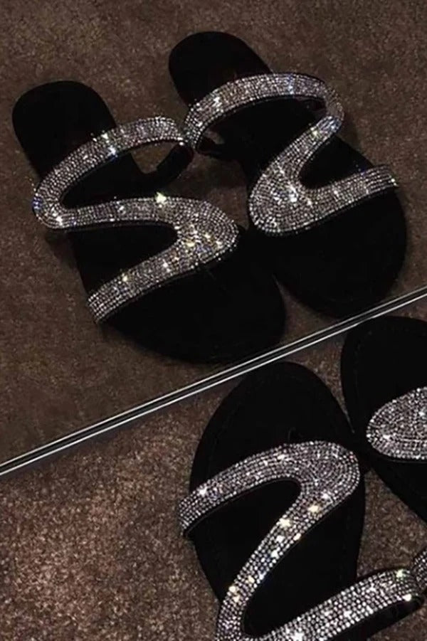 Summer Rhinestone Flat Beach Sandals