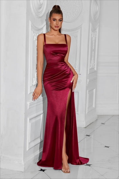 Satin Split Bodycon Party Dress