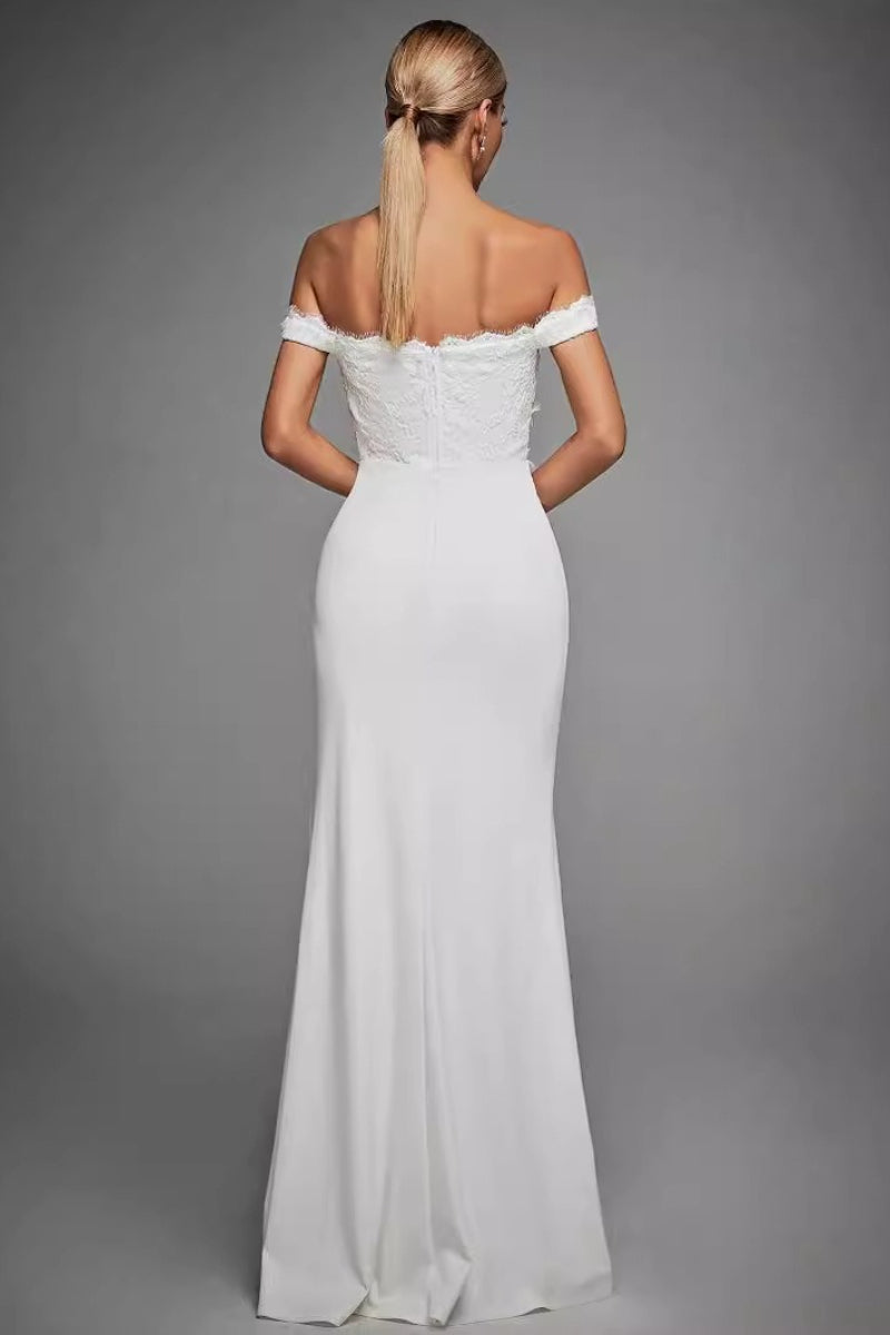 Off Shoulder High Slit Prom Dress
