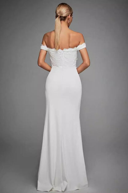 Off Shoulder High Slit Prom Dress