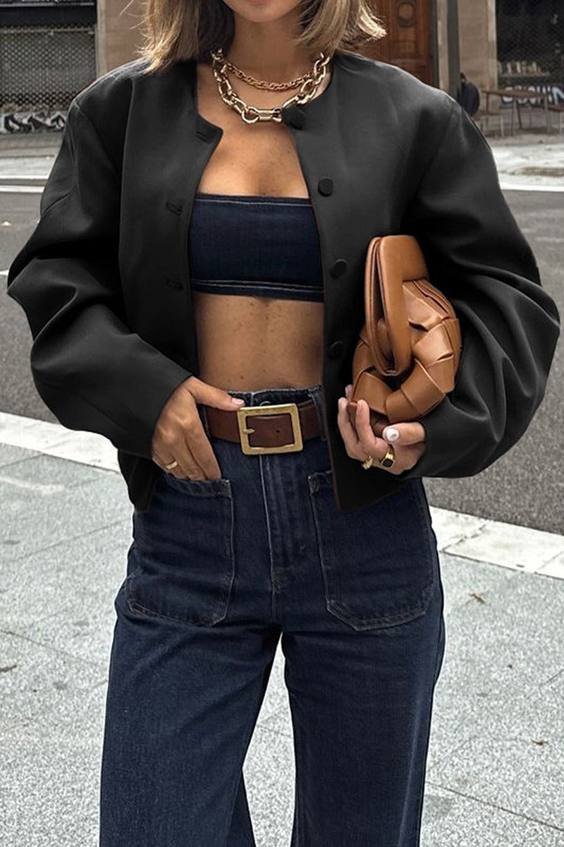 Resort Solid Color Long Sleeve Coat