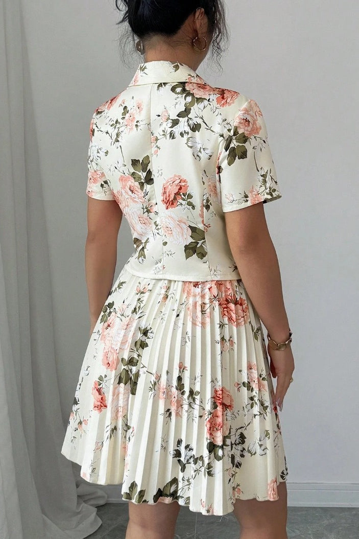 Floral Print Casual Elegant Two Piece Skirt Set