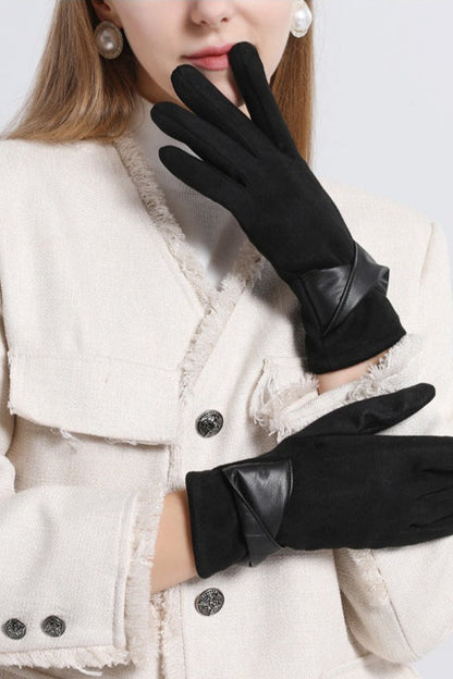 Fleece Lined Suede Winter Touchscreen Gloves