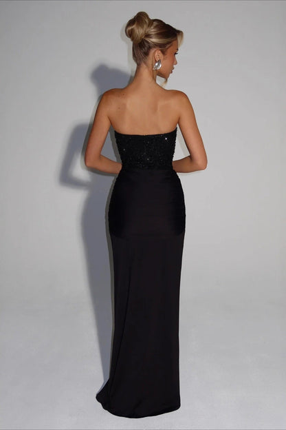 Strapless Ruched Zipper Slim Fit Formal Dress