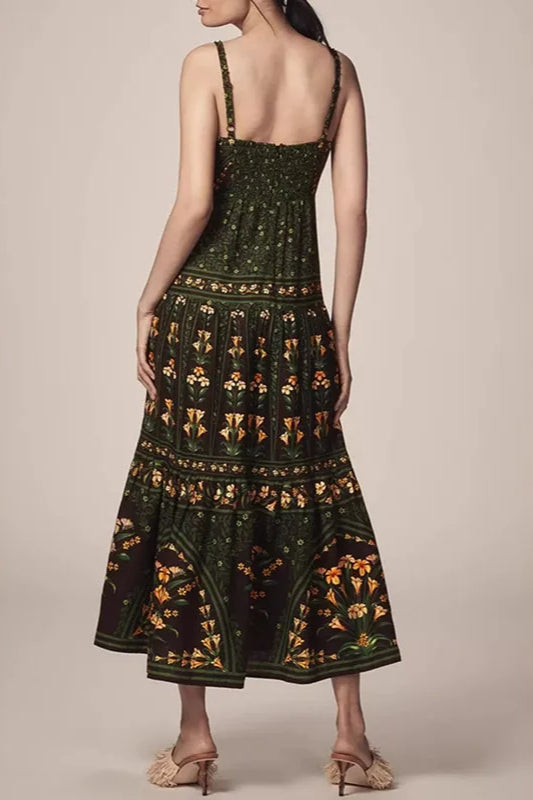 Ethnic Vintage Print A-Line Boho Dres