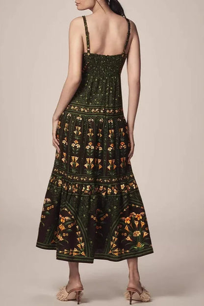 Ethnic Vintage Print A-Line Boho Dres