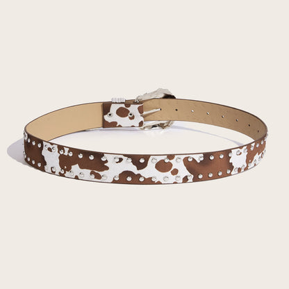 Retro Cow Print Chic Statement Belt