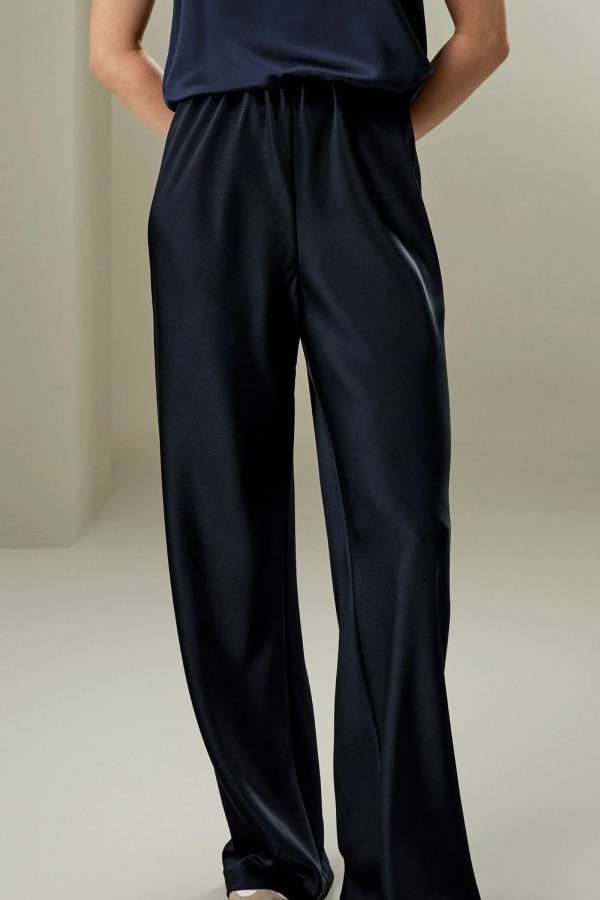 Bias-cut satin trousers