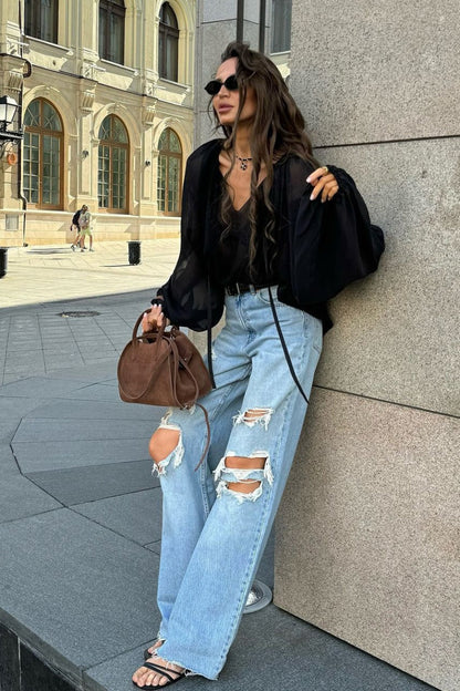 Sheer Tie Detail Blouse