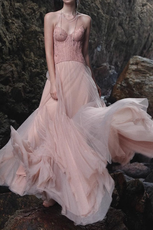 Heavy Lace Corset Ball Gown Prom Dress