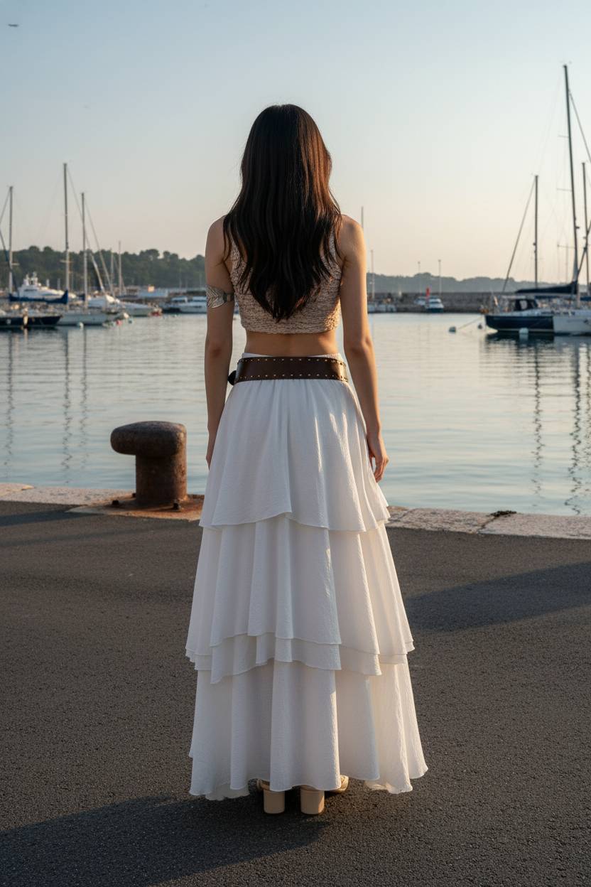 Low Waist Asymmetrical Maxi Skirt