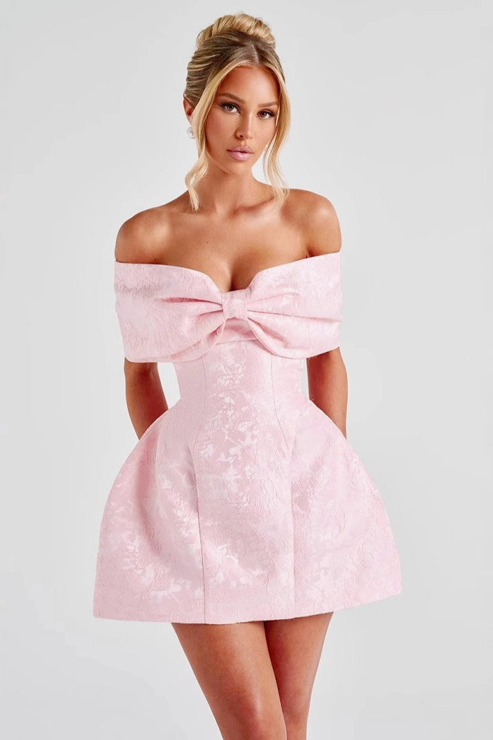 Backless Off-Shoulder Bow Birthday Dress