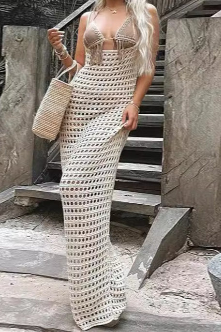Solid Knit Tank Cover Up Casual Beach Sweater Dress