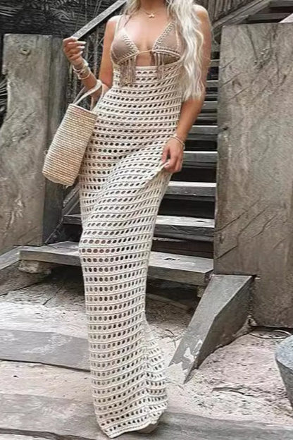Solid Knit Tank Cover Up Casual Beach Sweater Dress