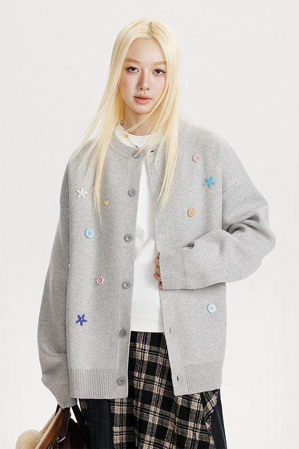 Starfish Button Oversized Cardigan