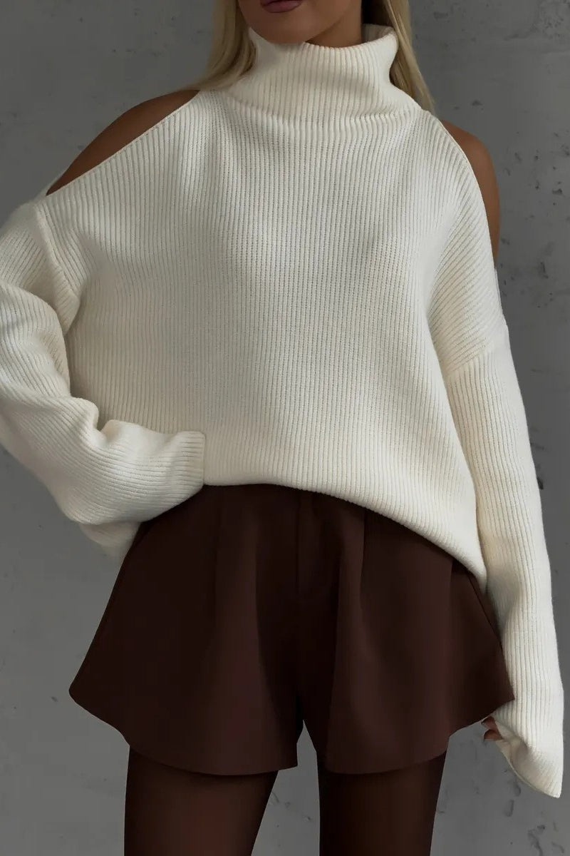 Off Shoulder Turtleneck Sweater