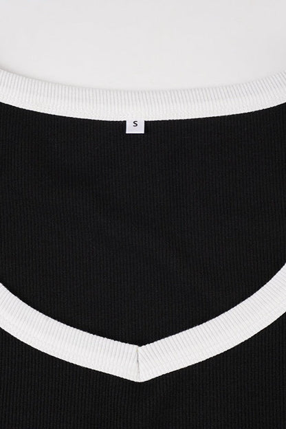 Slim Fit V-Neck Knit Top
