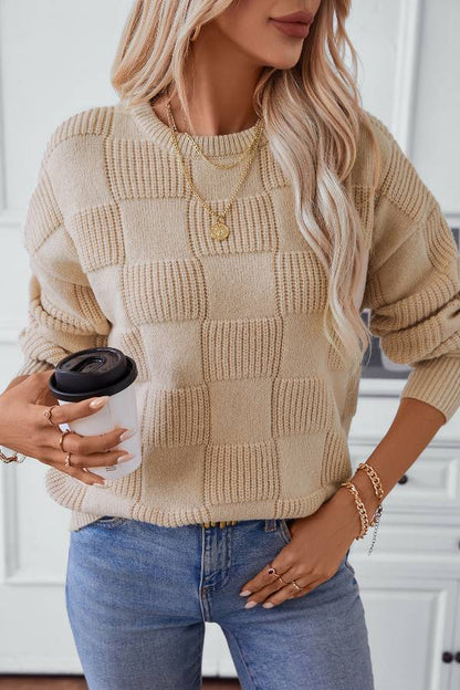 Loose crew neck sweater top