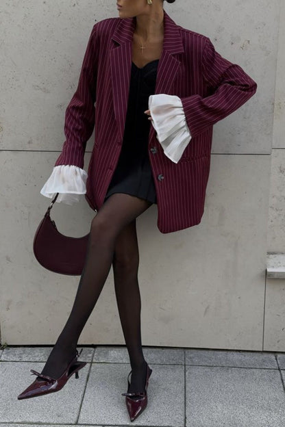 Oversized Ruffle Lace Sleeve Blazer