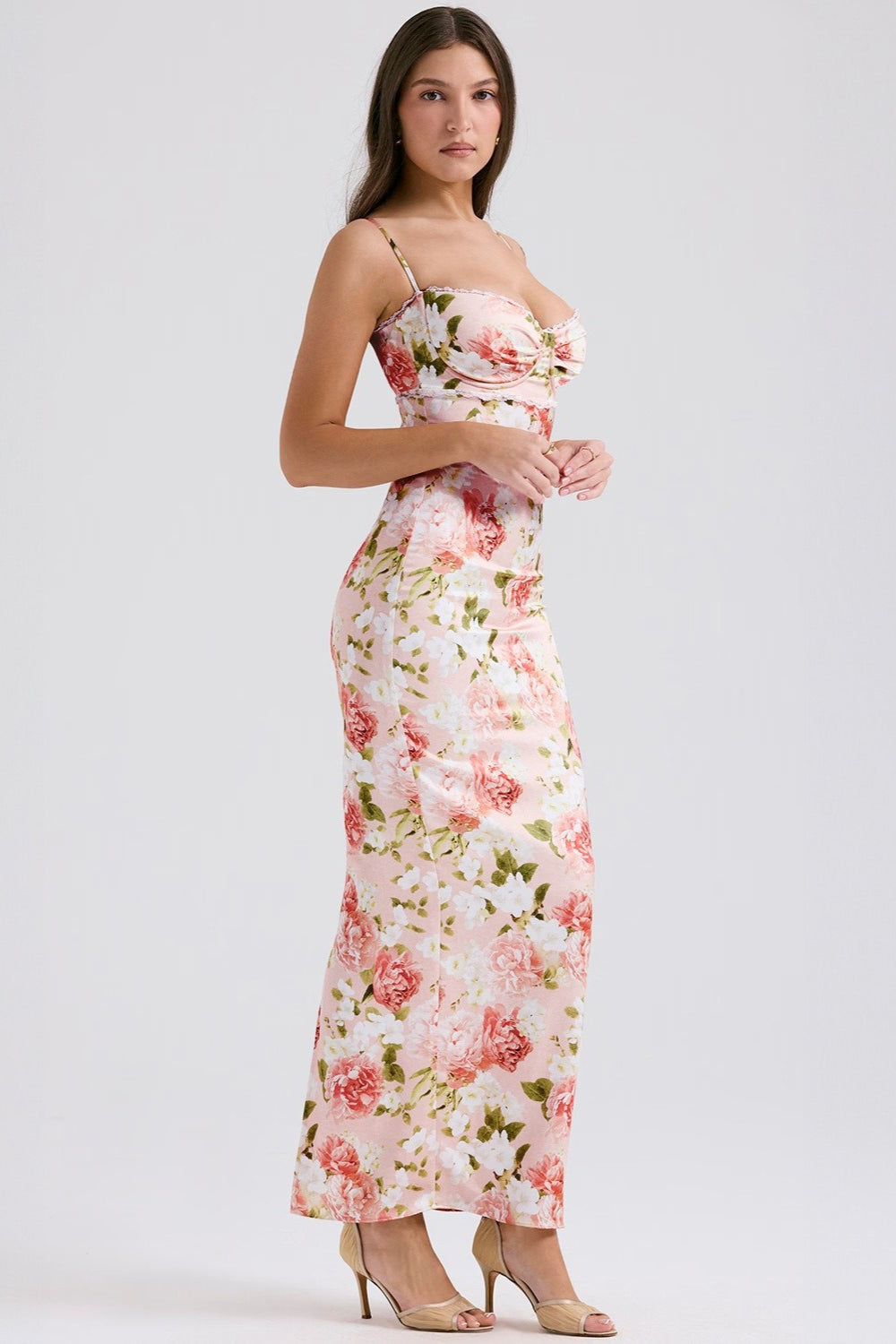 Printed Slit Slim Casual Floral Dress